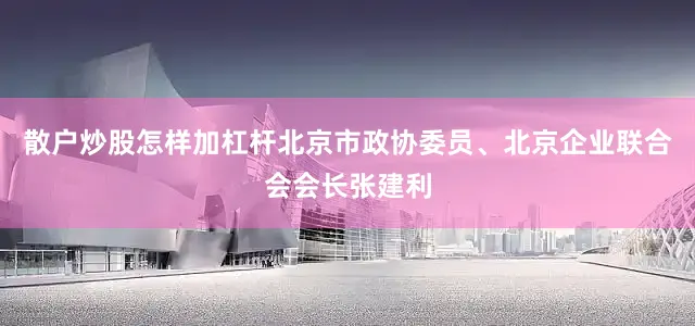 散户炒股怎样加杠杆北京市政协委员、北京企业联合会会长张建利